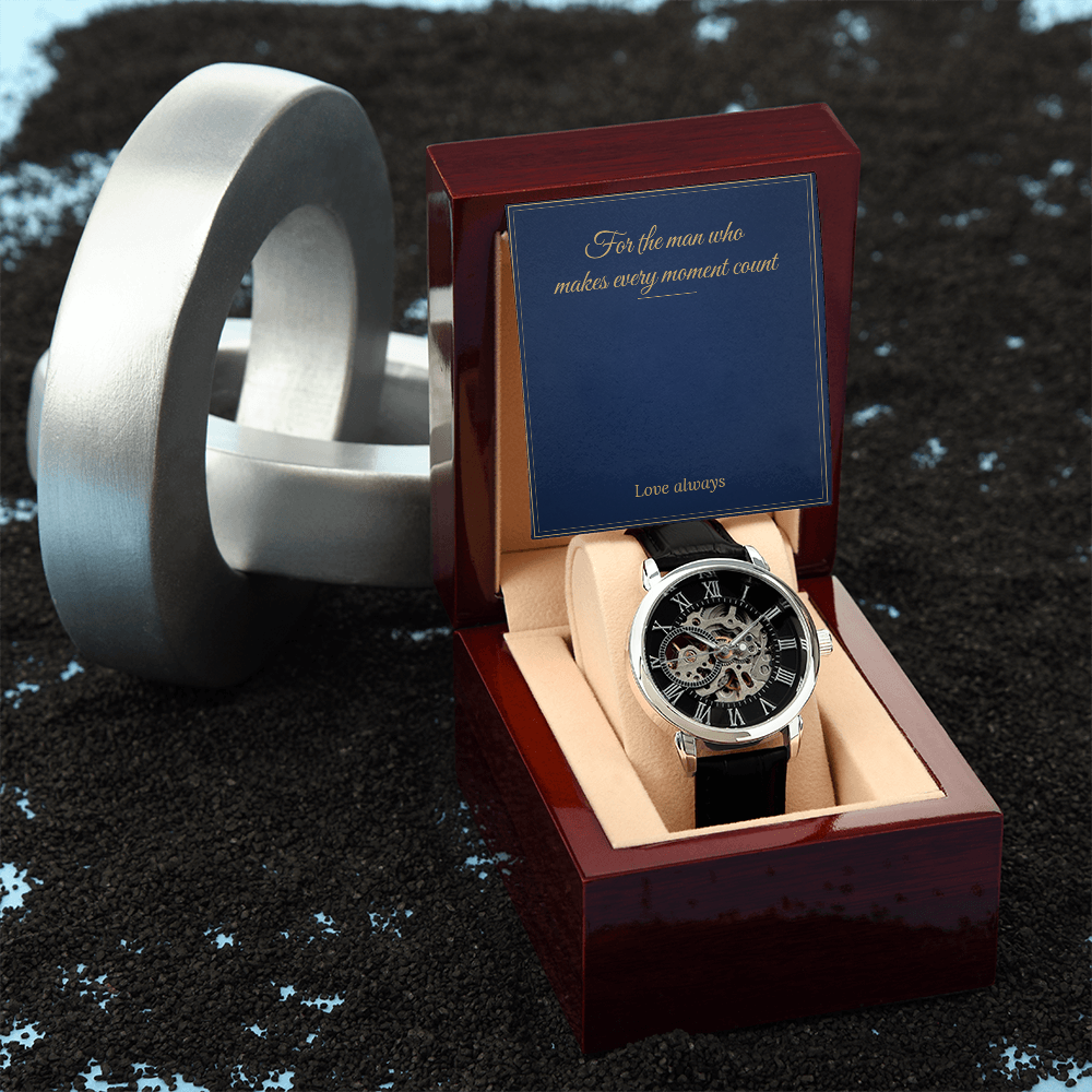 Men's Automatic Openwork Watch – Luxury Gift Box
