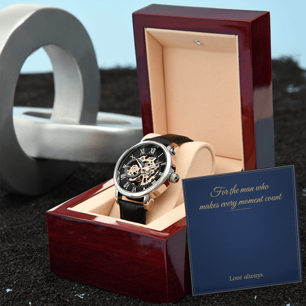 Men's Automatic Openwork Watch – Luxury Gift Box