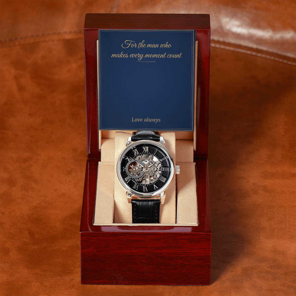 Men's Automatic Openwork Watch – Luxury Gift Box