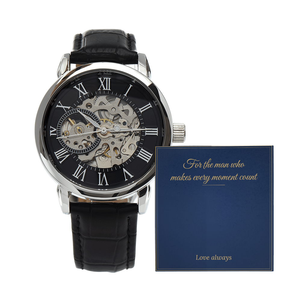 Men's Automatic Openwork Watch – Luxury Gift Box
