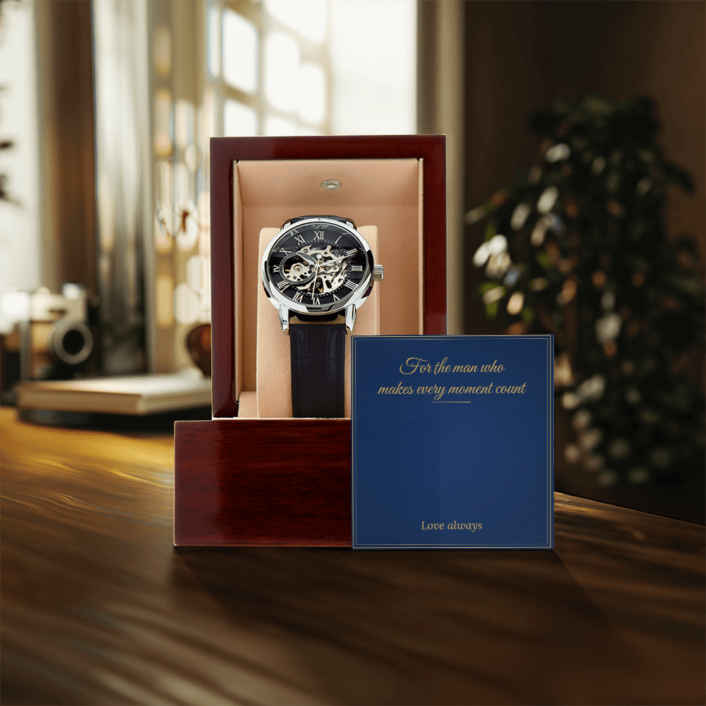 Men's Automatic Openwork Watch – Luxury Gift Box