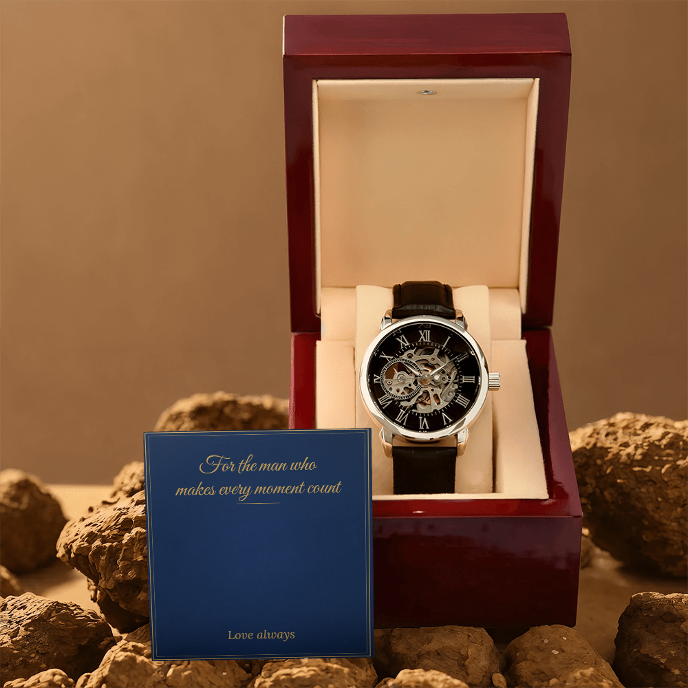 Men's Automatic Openwork Watch – Luxury Gift Box