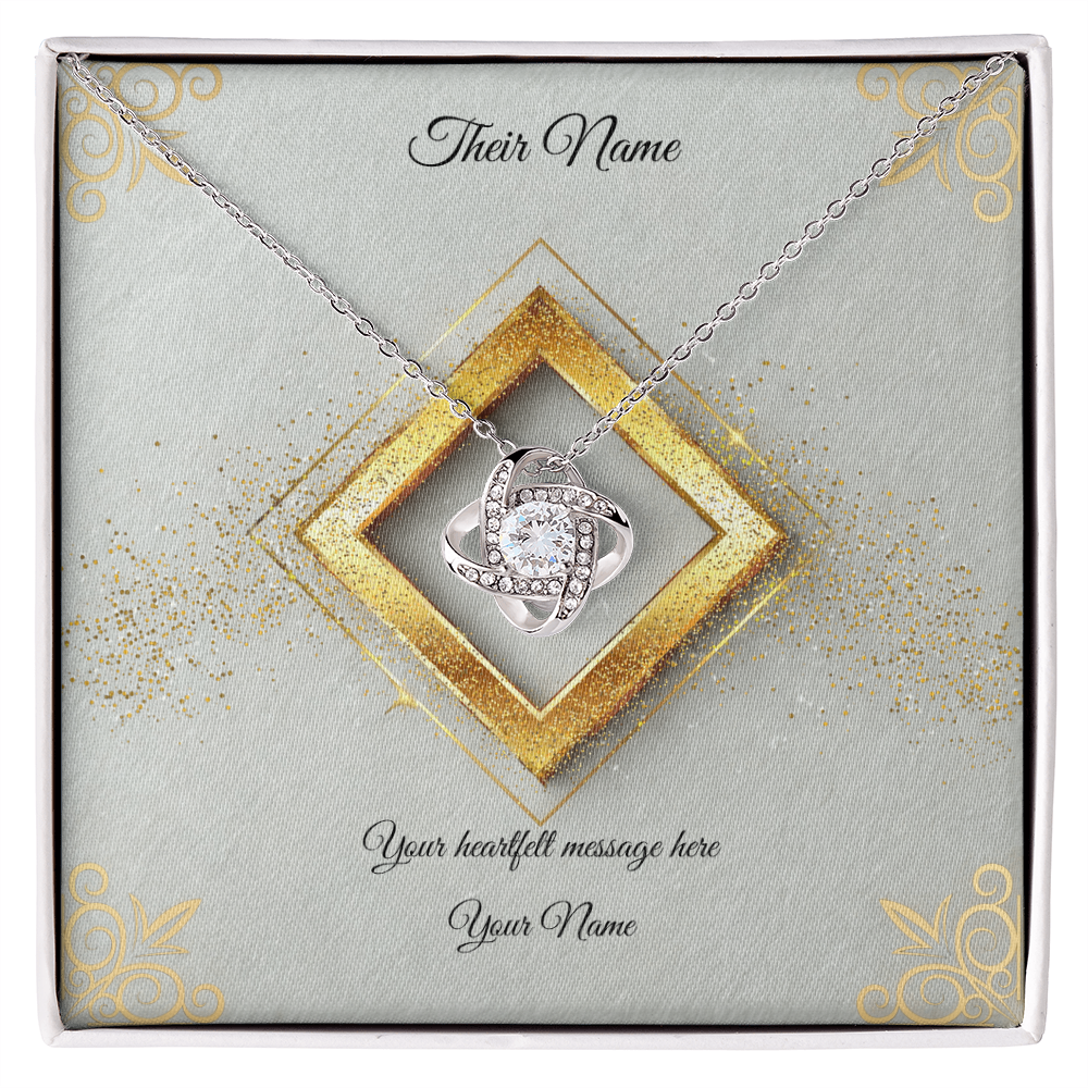 Love Knot Necklace - Personalized Message Card - Pastel Glitter
