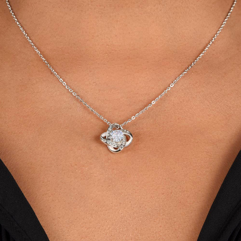 Love Knot Necklace being worn
