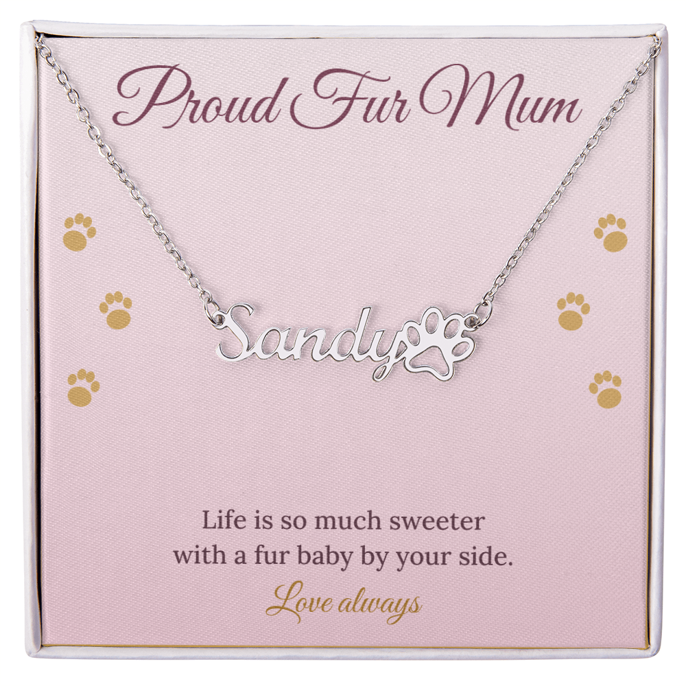 Paw Print Name Necklace – Proud Fur Mum