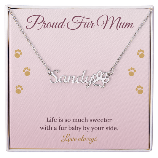 Paw Print Name Necklace – Proud Fur Mum