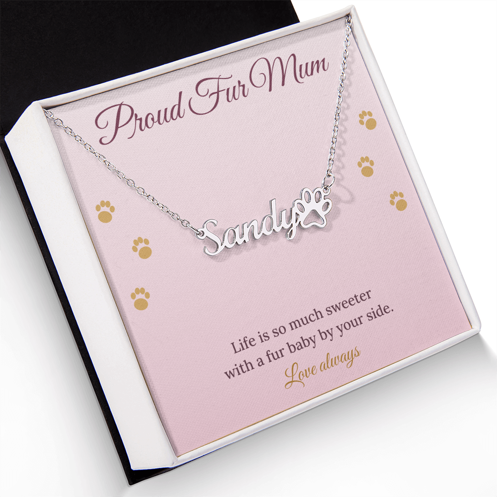 Paw Print Name Necklace – Proud Fur Mum