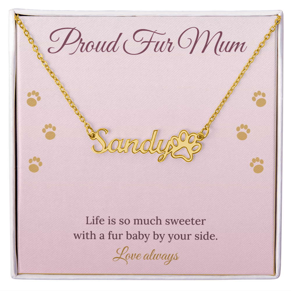 Paw Print Name Necklace – Proud Fur Mum
