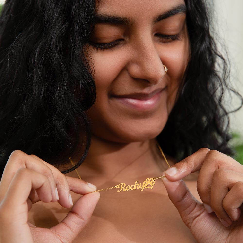Paw Print Name Necklace – Proud Fur Mum