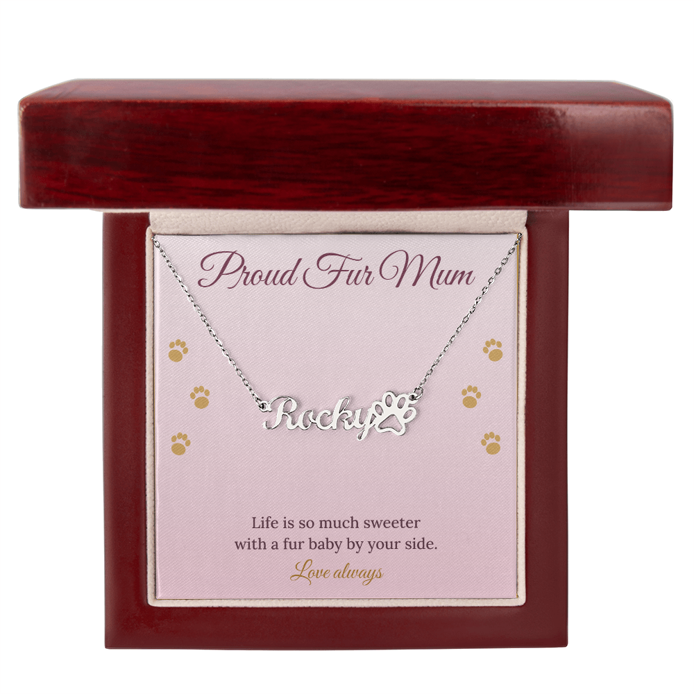 Paw Print Name Necklace – Proud Fur Mum