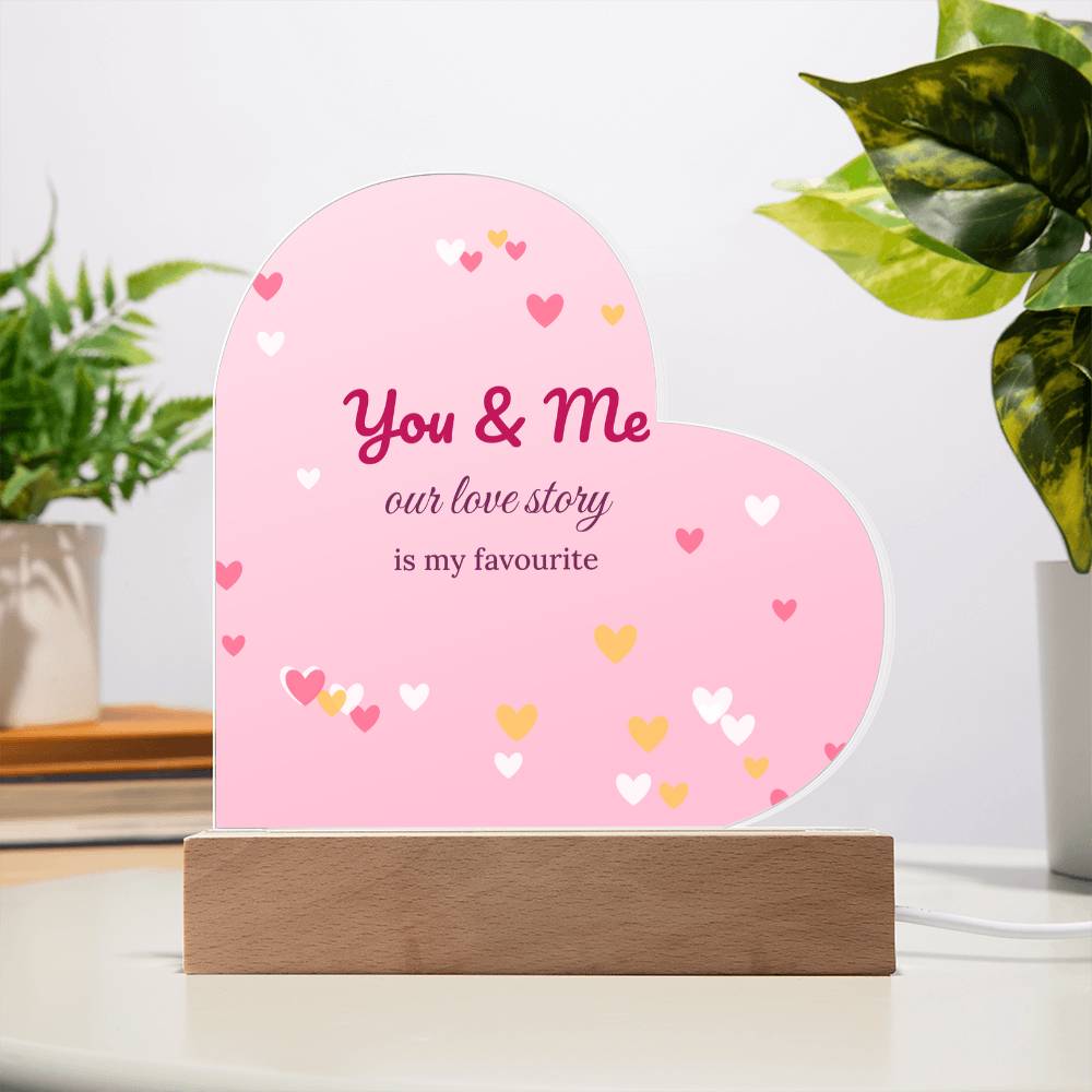 You & Me – Light-Up Acrylic Heart Plaque