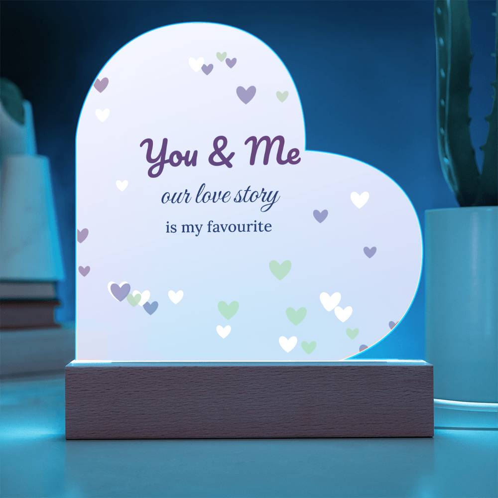 You & Me – Light-Up Acrylic Heart Plaque
