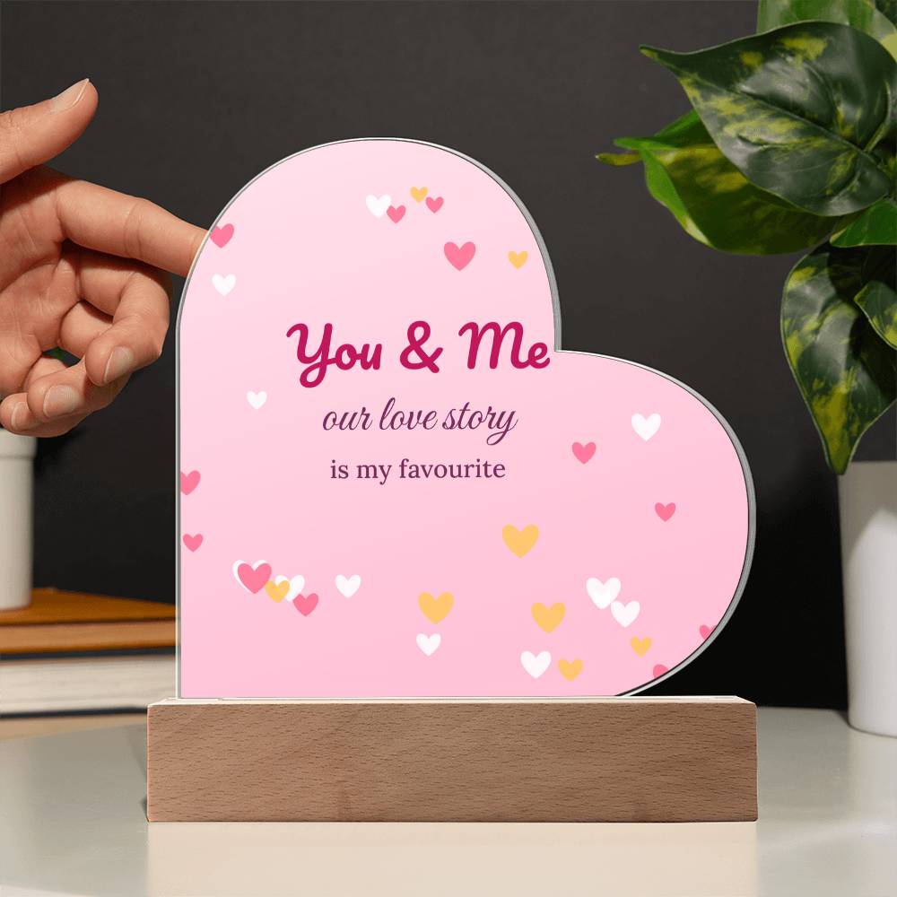 You & Me – Light-Up Acrylic Heart Plaque
