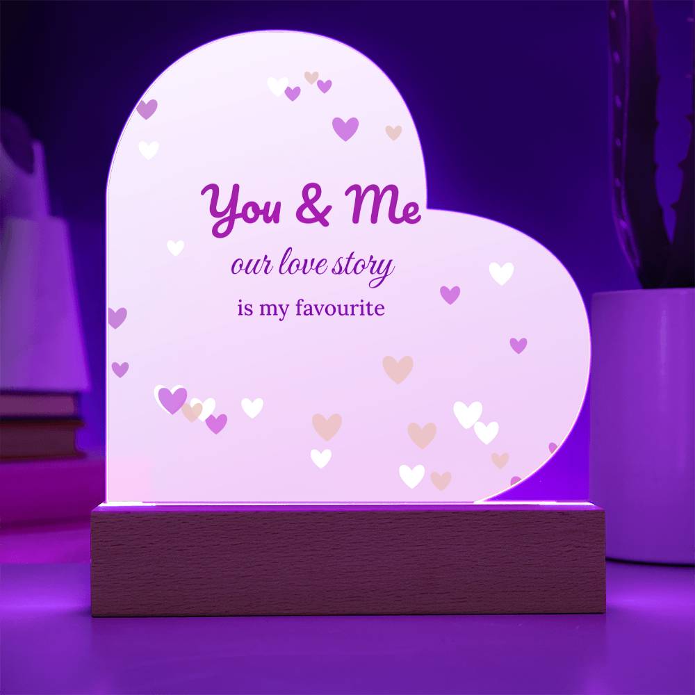 You & Me – Light-Up Acrylic Heart Plaque