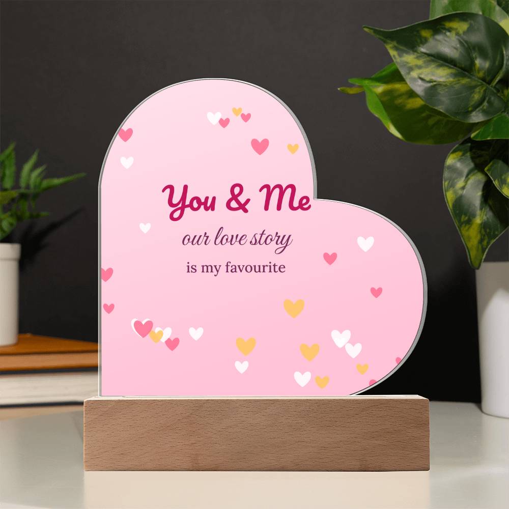 You & Me – Light-Up Acrylic Heart Plaque