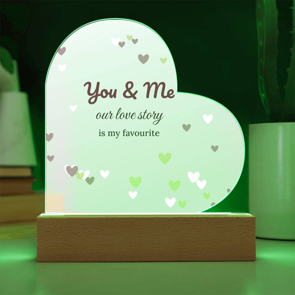 You & Me – Light-Up Acrylic Heart Plaque