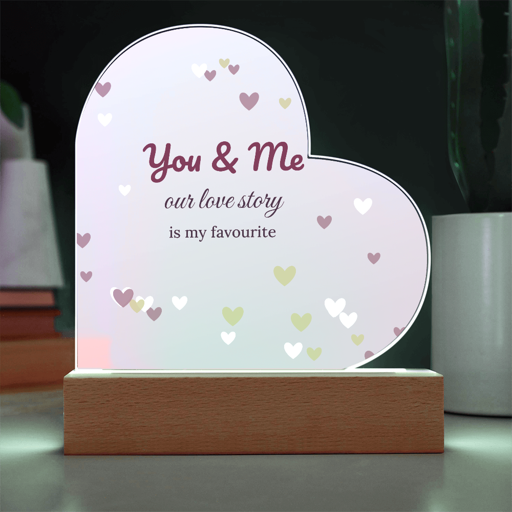 You & Me – Light-Up Acrylic Heart Plaque