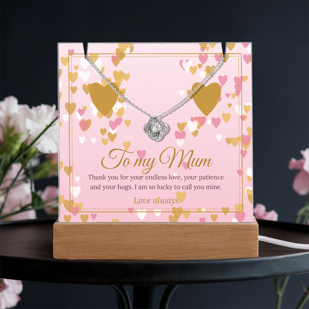 Keepsake LED Plaque & Love Knot Necklace – Mum