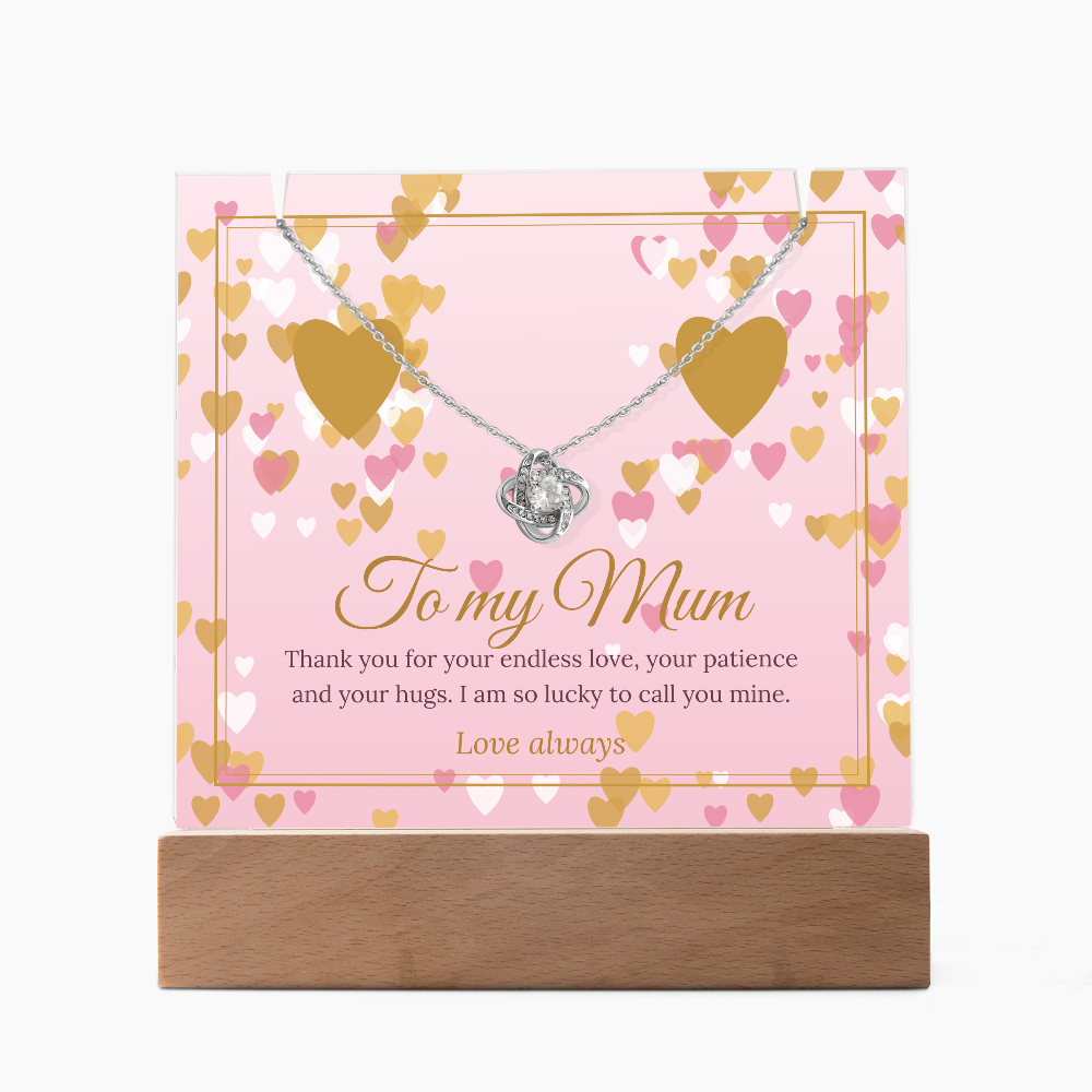 Keepsake LED Plaque & Love Knot Necklace – Mum
