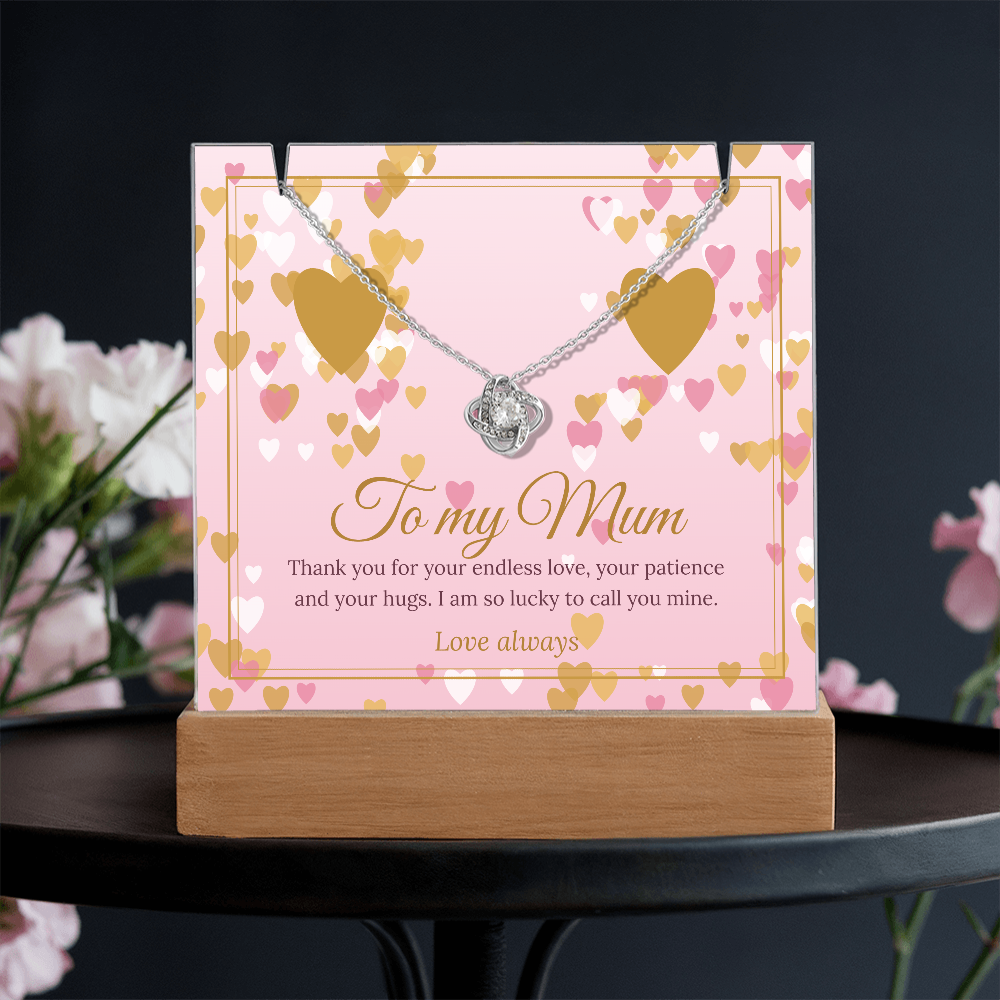 Keepsake LED Plaque & Love Knot Necklace – Mum