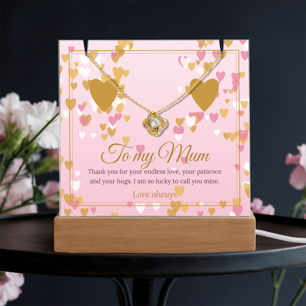 Keepsake LED Plaque & Love Knot Necklace – Mum