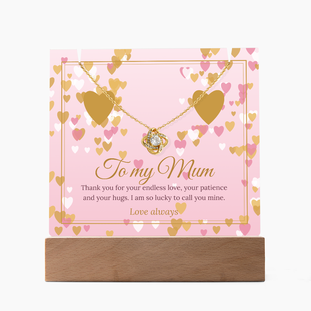 Keepsake LED Plaque & Love Knot Necklace – Mum