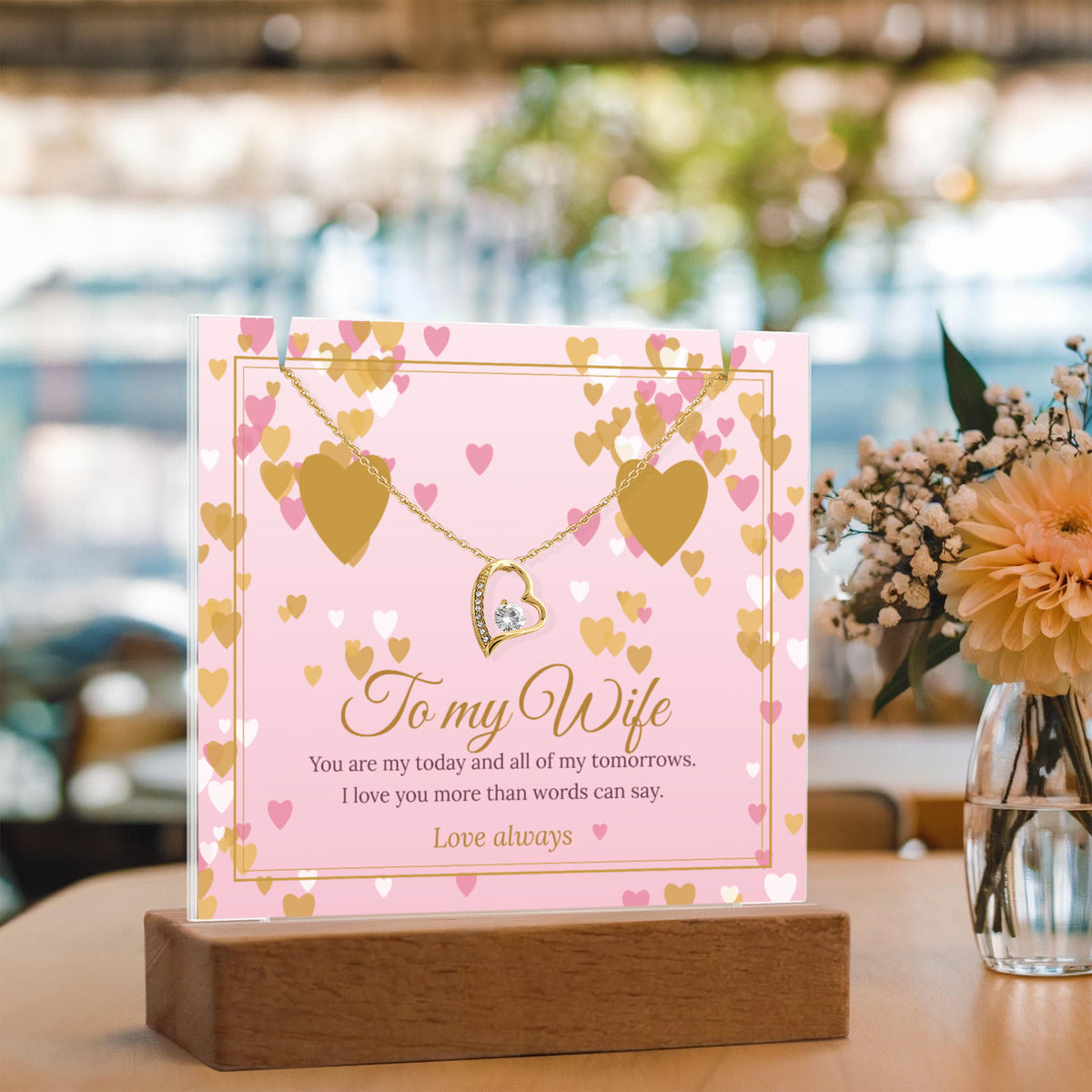 Keepsake LED Plaque & Forever Love Necklace – Wife
