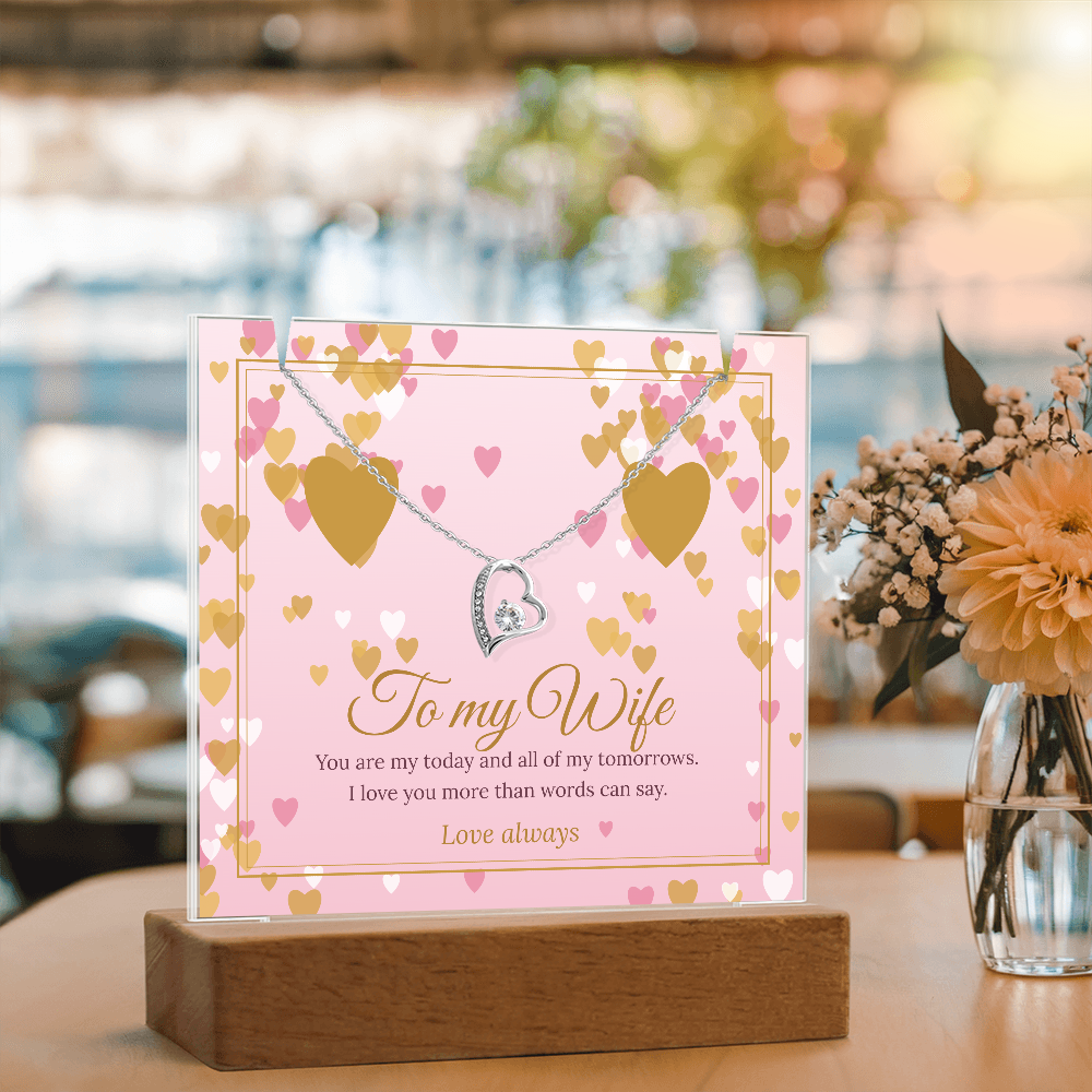 Keepsake LED Plaque & Forever Love Necklace – Wife