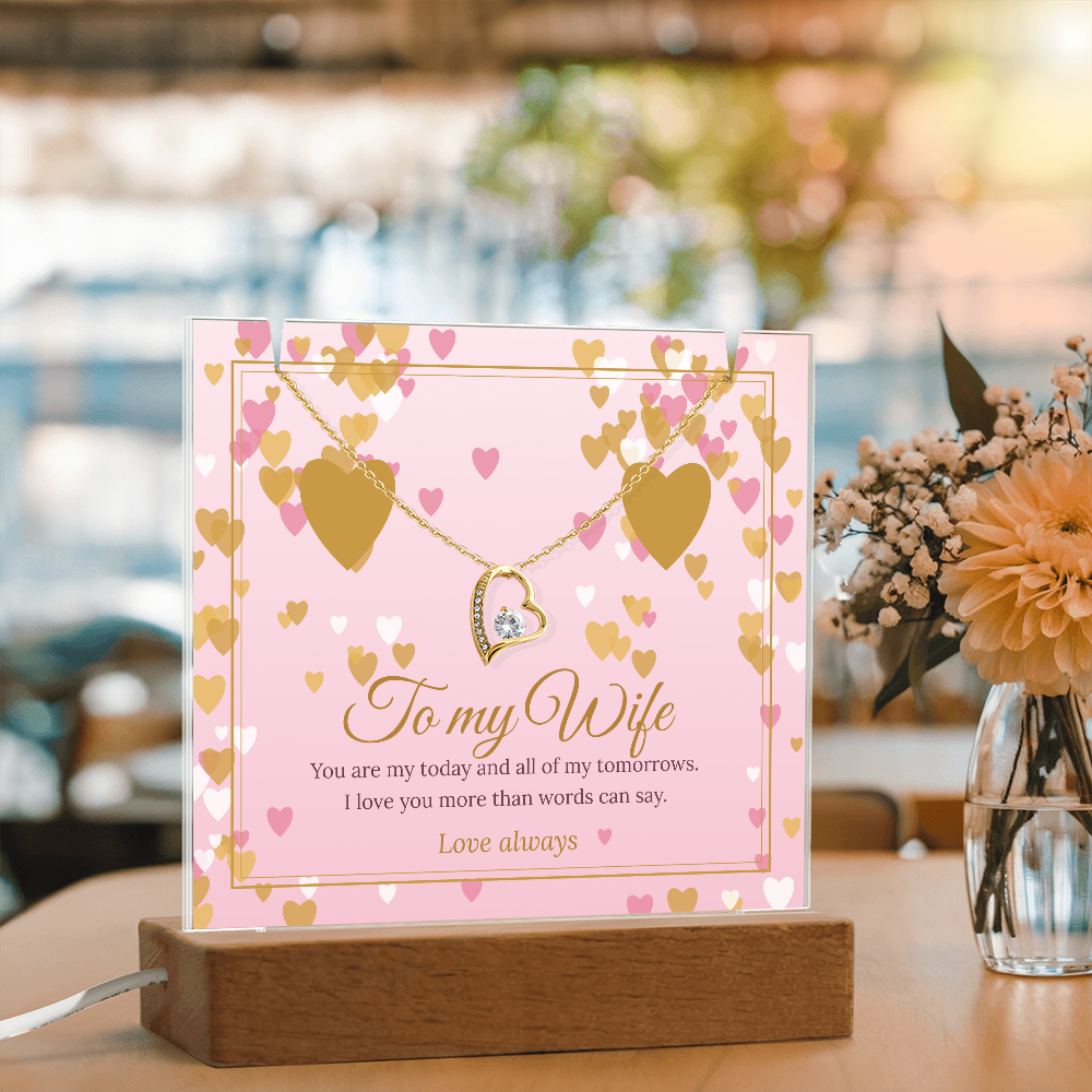 Keepsake LED Plaque & Forever Love Necklace – Wife