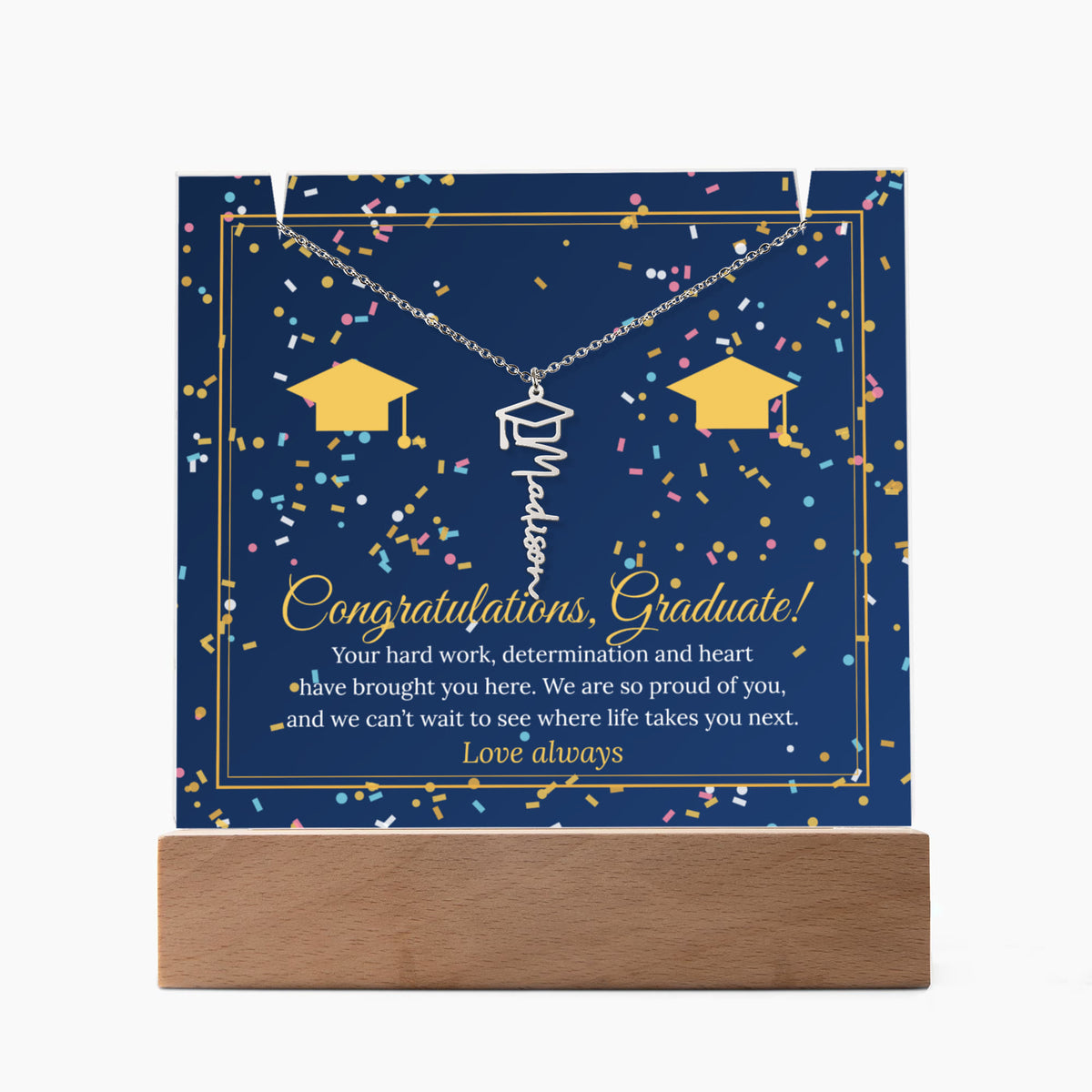 Keepsake LED Plaque & Graduation Name Necklace – Congratulations Graduate