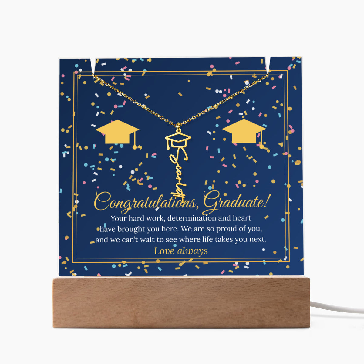 Keepsake LED Plaque & Graduation Name Necklace – Congratulations Graduate