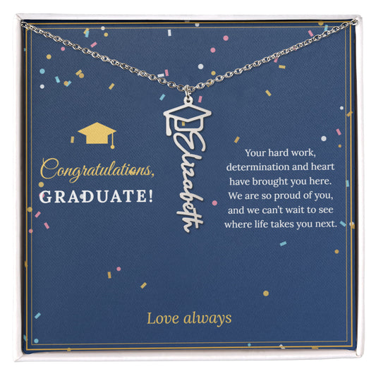 Graduation Cap Name Necklace – Congratulations Graduate