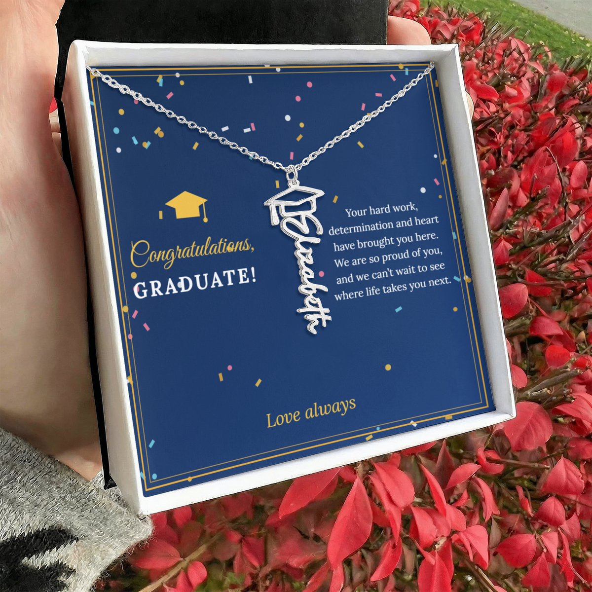 Graduation Cap Name Necklace – Congratulations Graduate