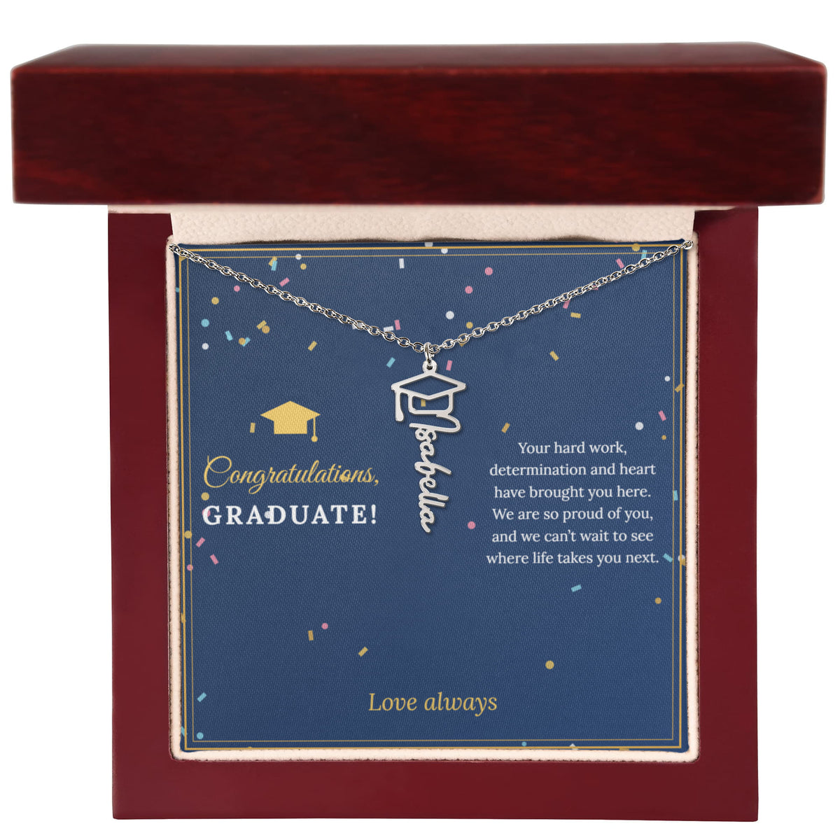 Graduation Cap Name Necklace – Congratulations Graduate