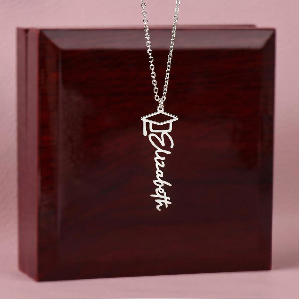 Graduation Cap Name Necklace – Congratulations Graduate