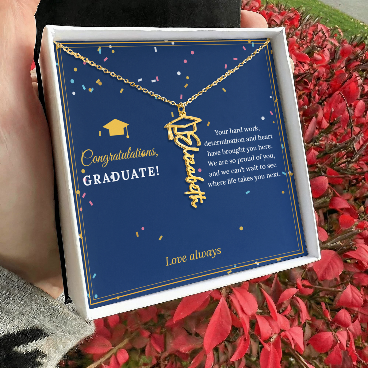 Graduation Cap Name Necklace – Congratulations Graduate