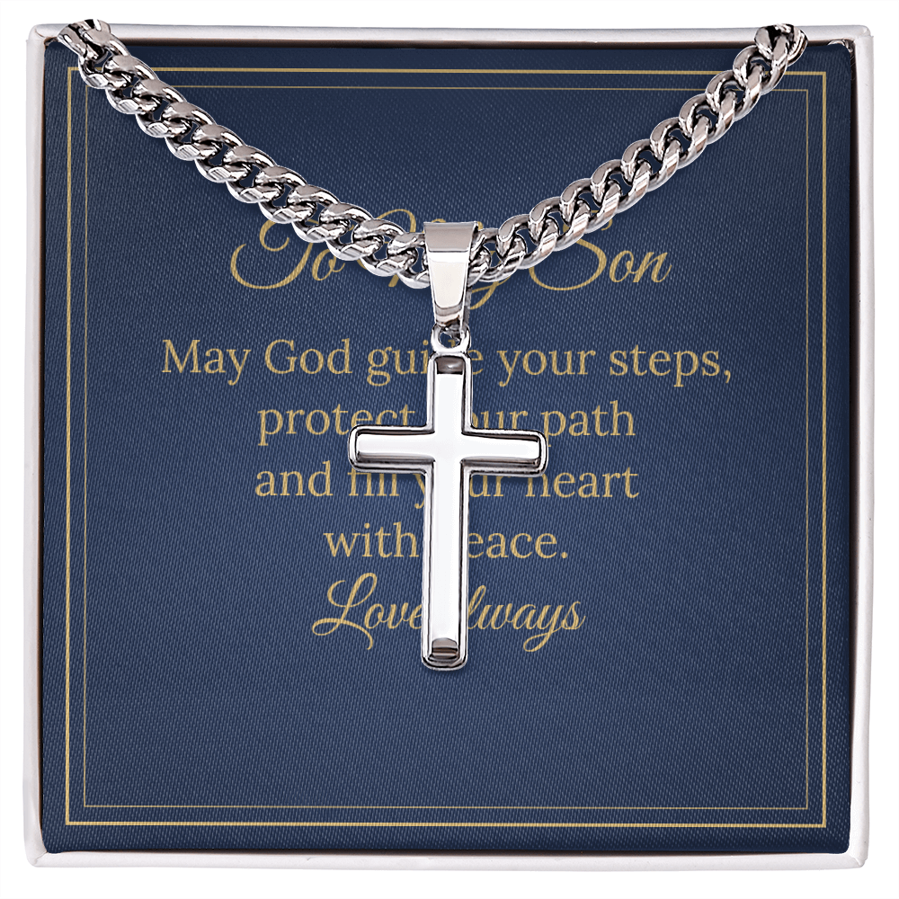 Cross with Cuban Link Chain – To My Son