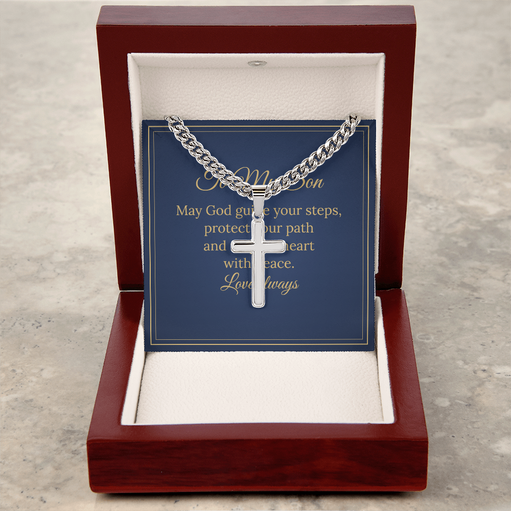 Cross with Cuban Link Chain – To My Son