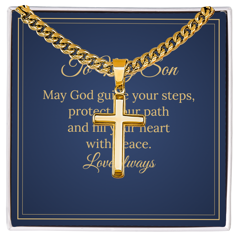 Cross with Cuban Link Chain – To My Son