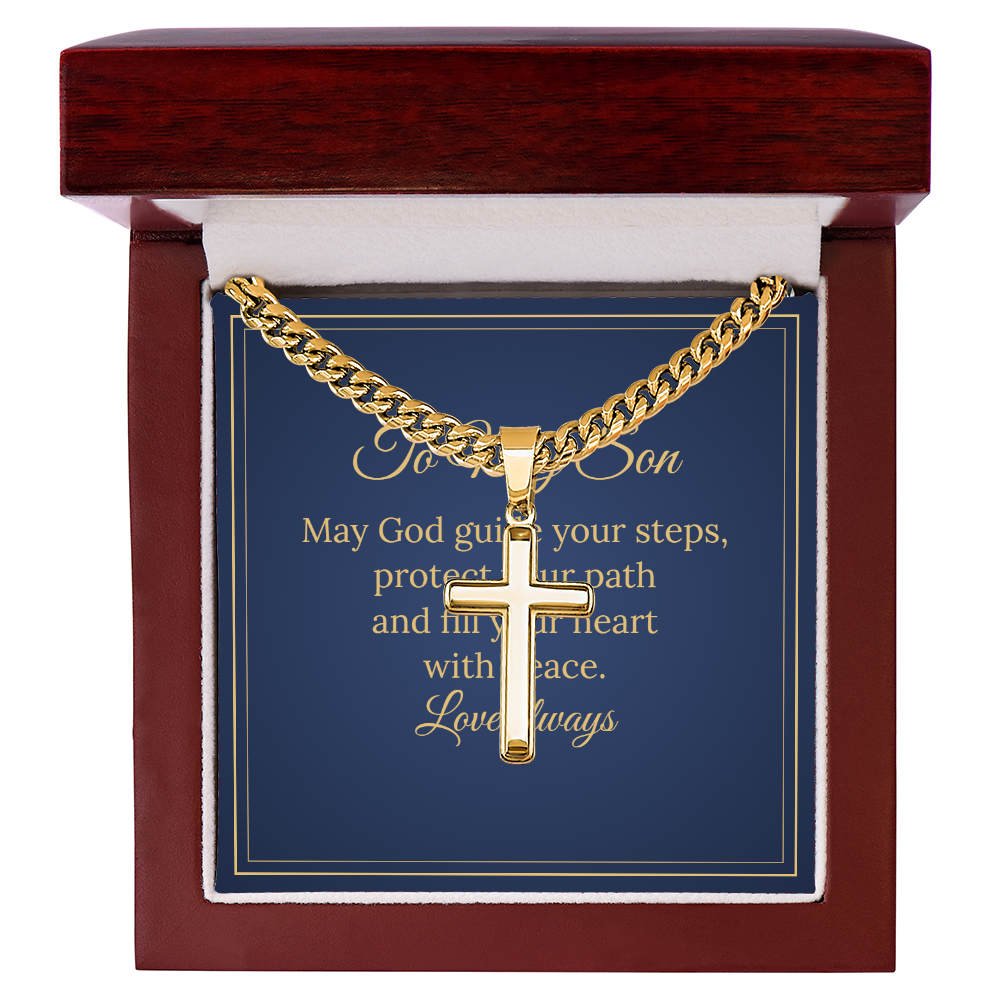 Cross with Cuban Link Chain – To My Son