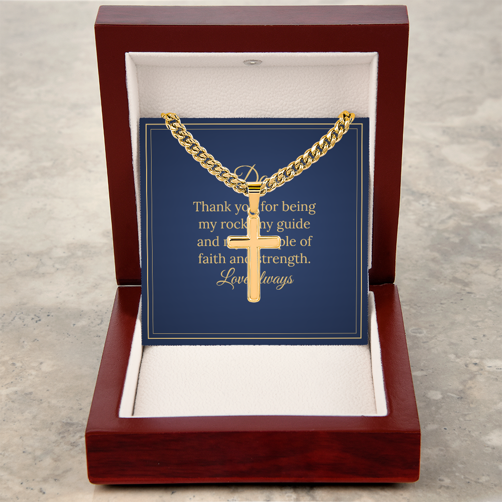 Cross with Cuban Link Chain – Dad
