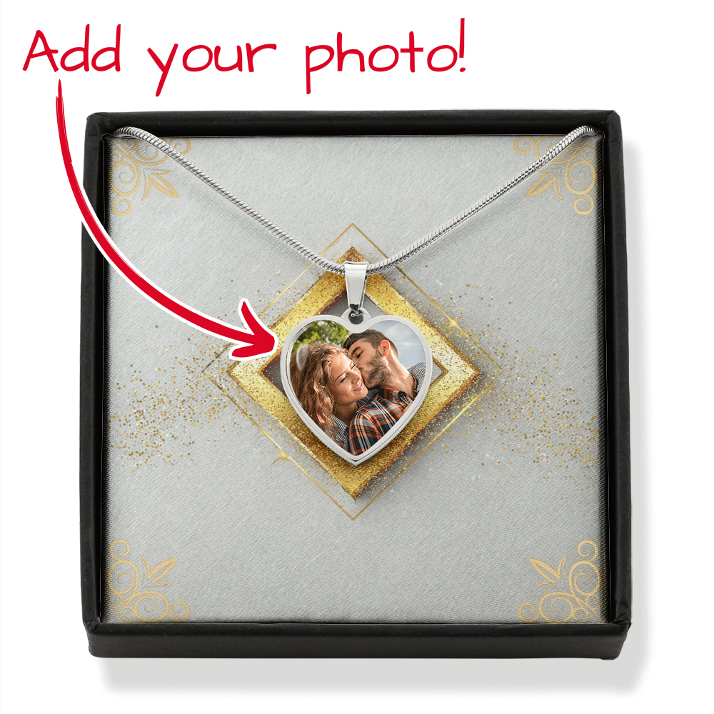 Photo Memory Heart Necklace - Pastel Glitter