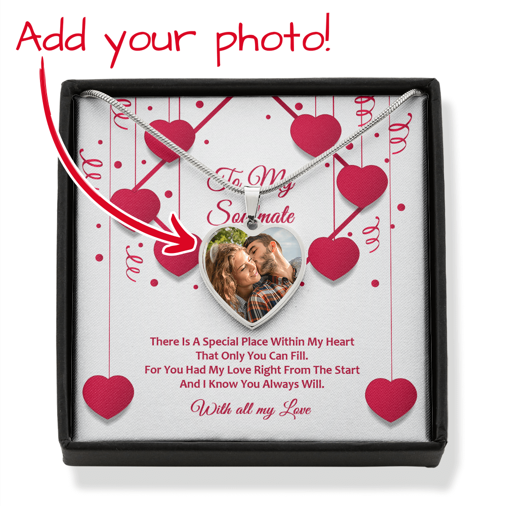 Photo Memory Heart Necklace - Soulmate - Red Ribbons