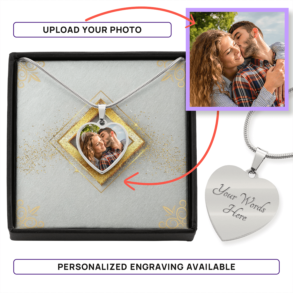 Photo Memory Heart Necklace - Pastel Glitter