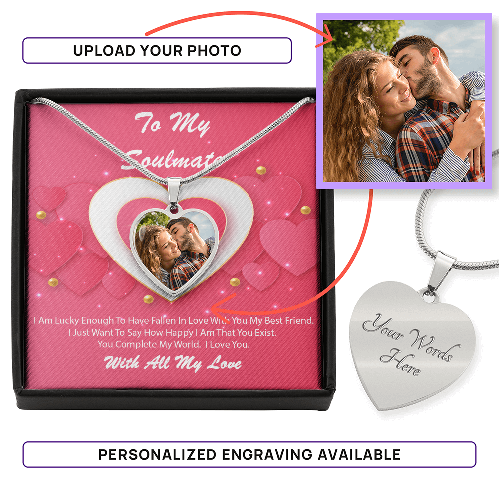 Photo Memory Heart Necklace - Soulmate - Pink Delight