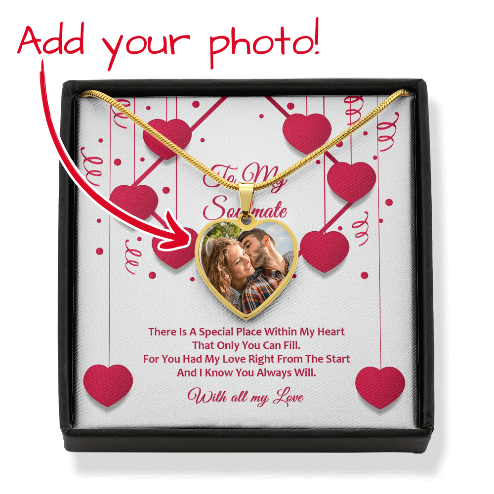 Photo Memory Heart Necklace - Soulmate - Red Ribbons