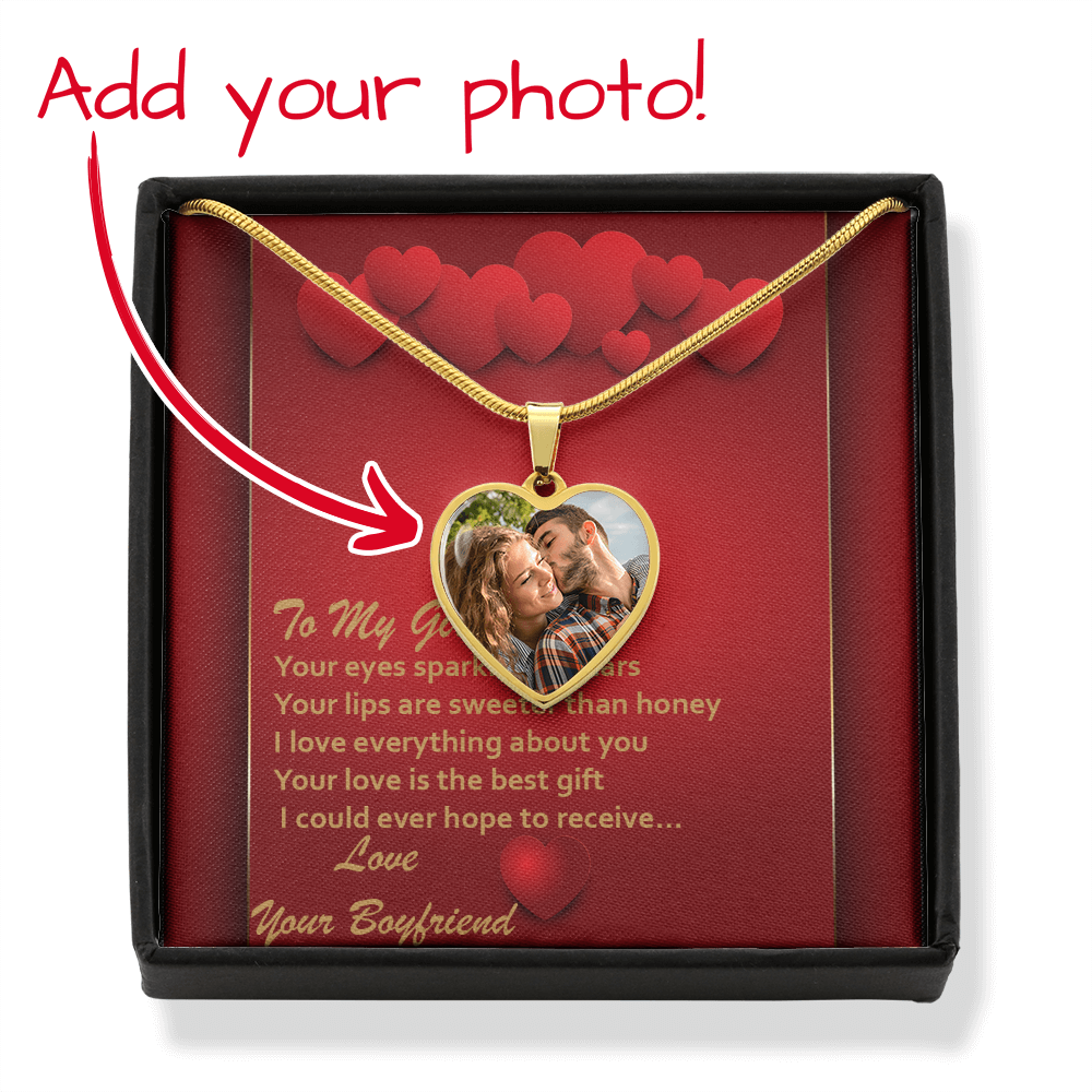 Photo Memory Heart Necklace - Girlfriend - Red Hearts