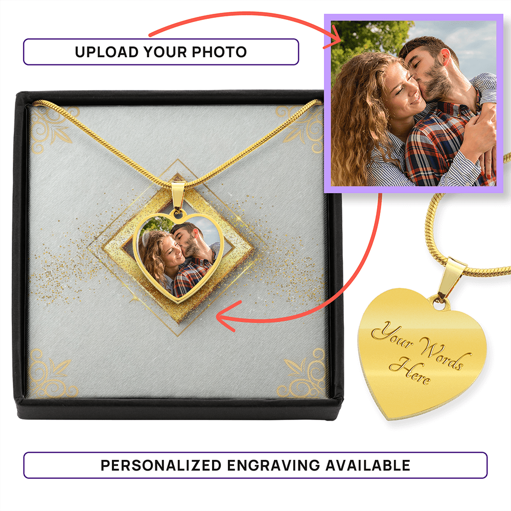 Photo Memory Heart Necklace - Pastel Glitter