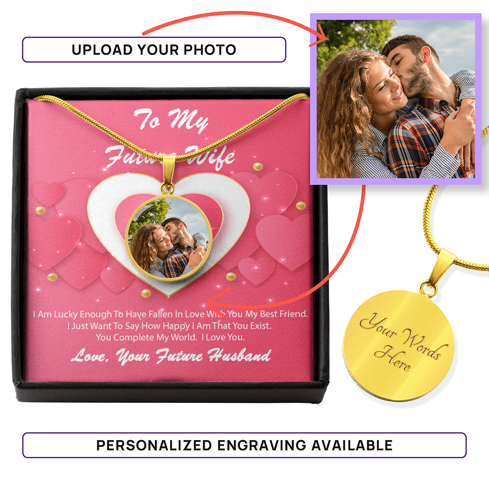 Photo Memory Circle Necklace - Future Wife - Pink Delight