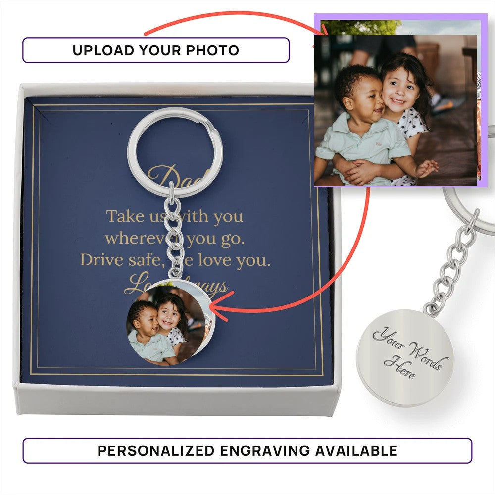 Upload your photo to the Dad photo keychain